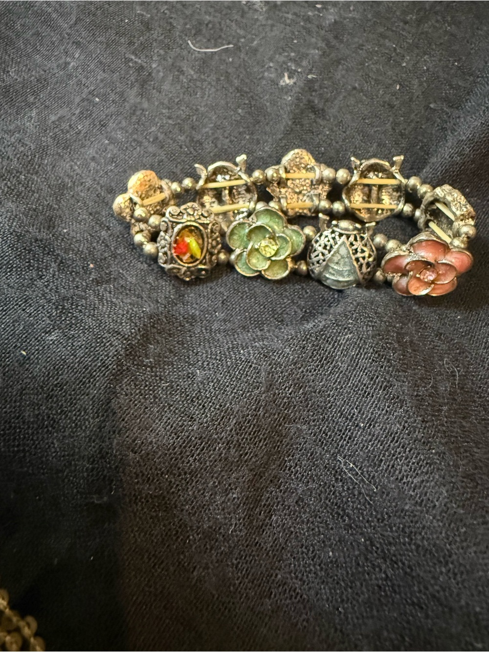 Vintage Enamel Floral Stretch Bracelet
